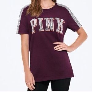 Victoria’s Secret PINK burgundy rhinestone T-shirt size XS